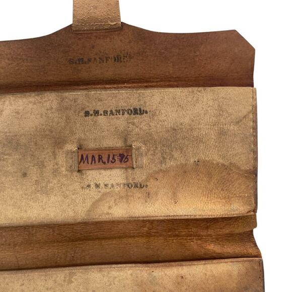 Antique 19th Century leather GENTLEMANS WALLET signed 1828 - Picture 3 of 12